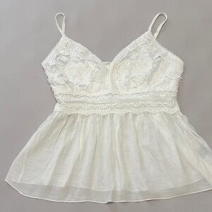 Lace Trim Ivory Camisole Top